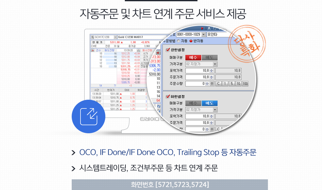 자동주문 및 차트 연계 주문 서비스 제공