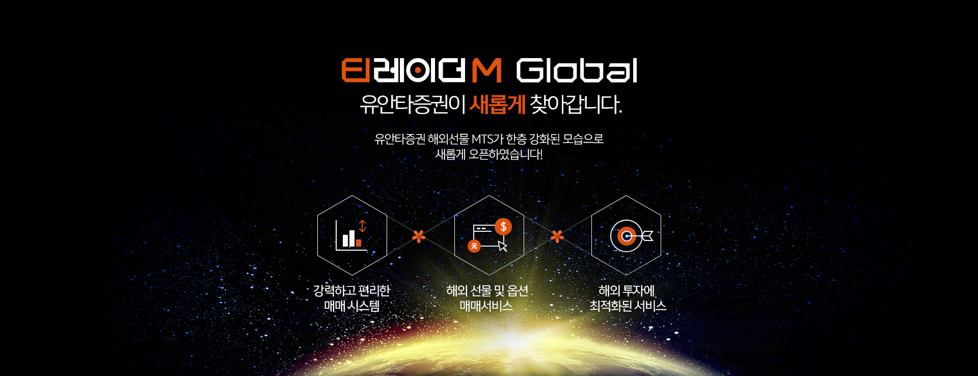 티레이더 Global 유안타증권이 새롭게 찾아갑니다. 유안타증권 해외선물 MTS가 한층 강화된 모습으로 새롭게 오픈하였습니다! 티레이더 햇빛/안개 신호, 국내 수준의 HTS서비스, 대폭 강화된 편의기능