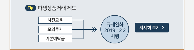 Tip 파생상품거래 제도: 사전교육,모의투자,기본예탁금의 규제완화 2019.12.2시행 - 자세히보기